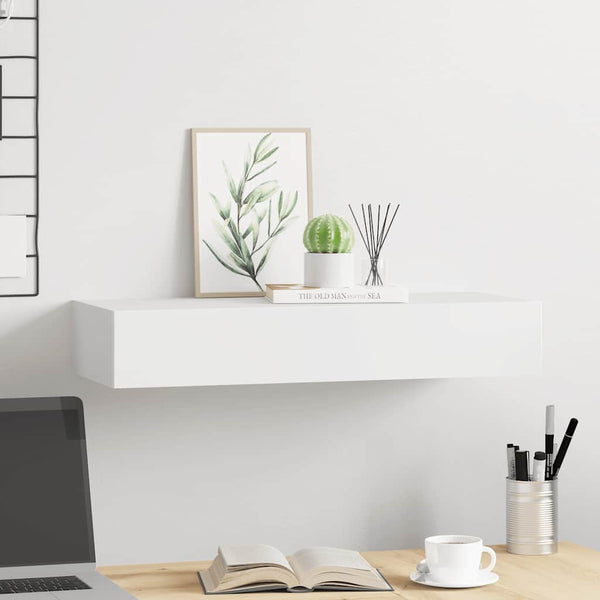 vidaXL Wall Shelf with Drawer White 60x23.5x10 cm MDF