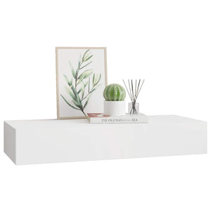 vidaXL Wall Shelf with Drawer White 60x23.5x10 cm MDF