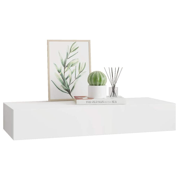 vidaXL Wall Shelf with Drawer White 60x23.5x10 cm MDF