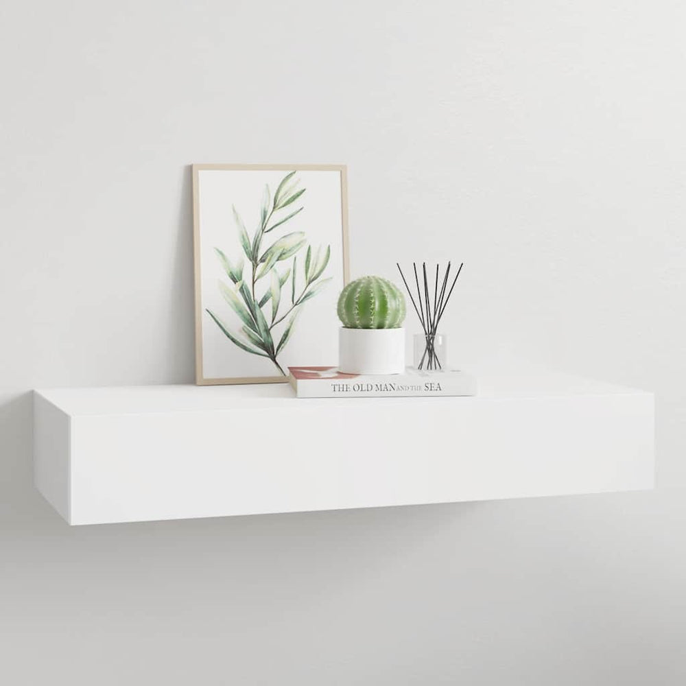 vidaXL Wall Shelf with Drawer White 60x23.5x10 cm MDF