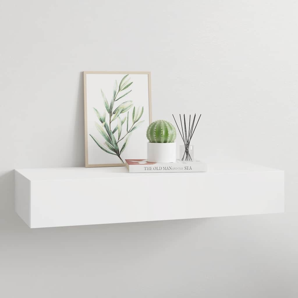 vidaXL Wall Shelf with Drawer White 60x23.5x10 cm MDF