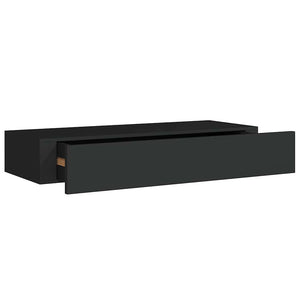 vidaXL Wall Shelf with Drawer Black 60x23.5x10 cm MDF