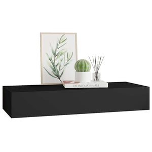 vidaXL Wall Shelf with Drawer Black 60x23.5x10 cm MDF