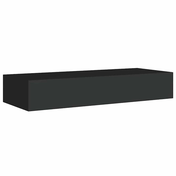 vidaXL Wall Shelf with Drawer Black 60x23.5x10 cm MDF