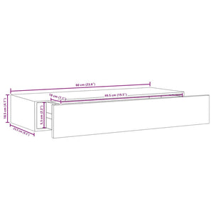vidaXL Wall Shelf with Drawer Black 60x23.5x10 cm MDF