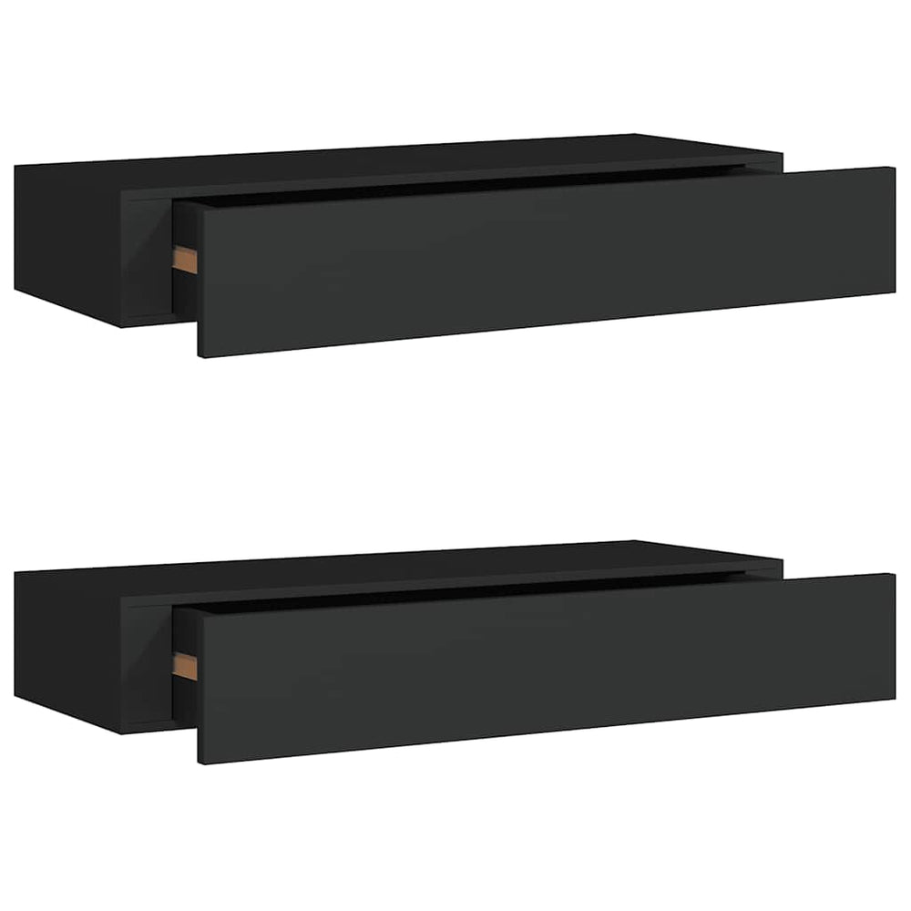 Wandregale mit Schubladen, Schwarz, 2er-Set