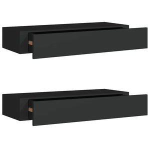 Wandregale mit Schubladen, Schwarz, 2er-Set