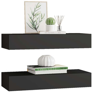 Wandregale mit Schubladen, Schwarz, 2er-Set
