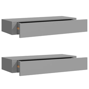 Wandregale mit Schubladen, Grau, 2er-Set