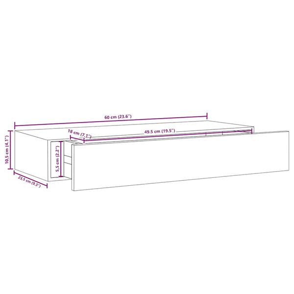 Wandregale mit Schubladen, Grau, 2er-Set