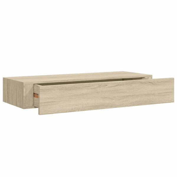 Wandregale mit Schubladen, Eichenoptik, 2er Set