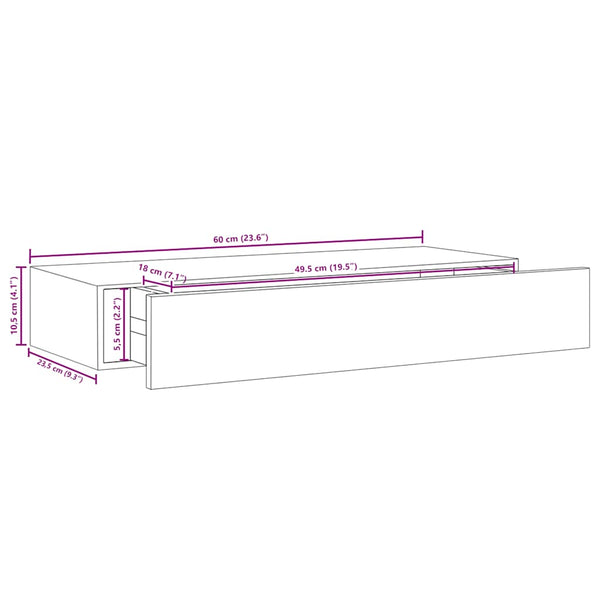 Wandregale mit Schubladen, 2er Set, Eiche/Weiß