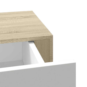 Wandregale mit Schubladen, 2er Set, Eiche/Weiß