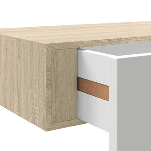 Wandregale mit Schubladen, 2er Set, Eiche/Weiß