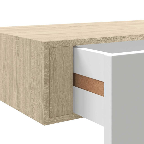 Wandregale mit Schubladen, 2er Set, Eiche/Weiß