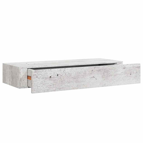 Wandregal Betongrau mit Schublade 60 cm