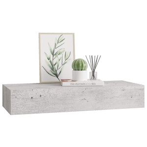 Wandregal Betongrau mit Schublade 60 cm