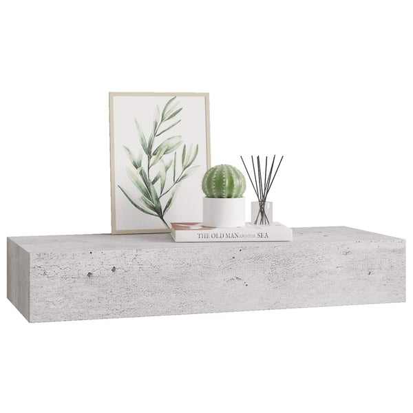 Wandregal Betongrau mit Schublade 60 cm