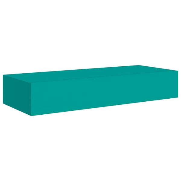 Blaues Wandregal mit Schublade, 60 cm