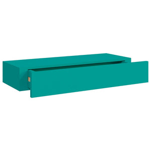 Blaues Wandregal mit Schublade, 60 cm