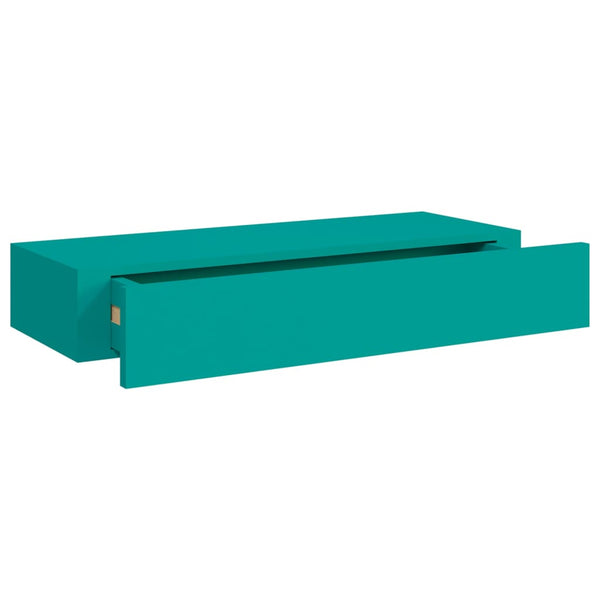 Blaues Wandregal mit Schublade, 60 cm