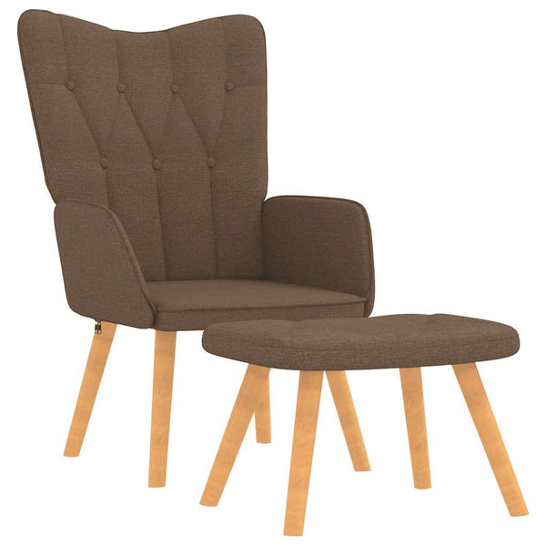 vidaXL Recliner with Footstool Brown Fabric
