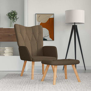 vidaXL Recliner with Footstool Brown Fabric