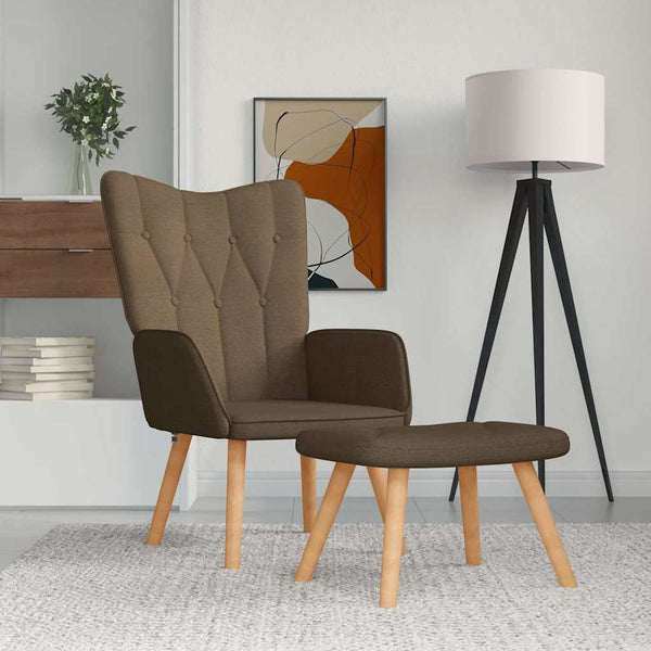 vidaXL Recliner with Footstool Brown Fabric