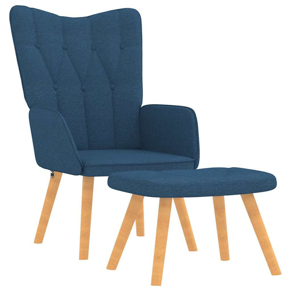 vidaXL Recliner with Footrest Blue Fabric