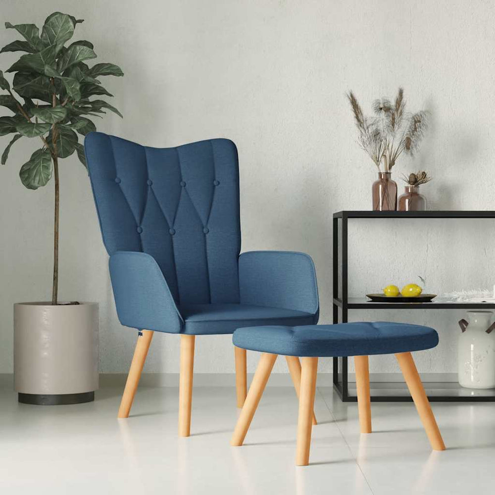 vidaXL Recliner with Footrest Blue Fabric