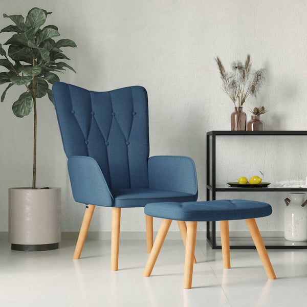 vidaXL Recliner with Footrest Blue Fabric
