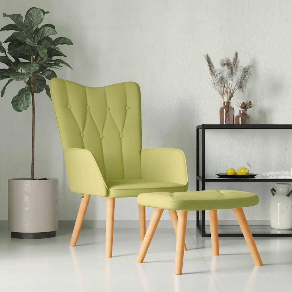 vidaXL Recliner with Footrest Green Fabric