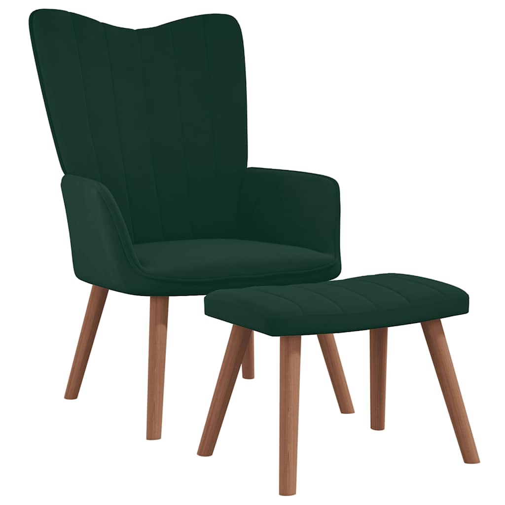 vidaXL Recliner with Footrest Dark Green Velvet