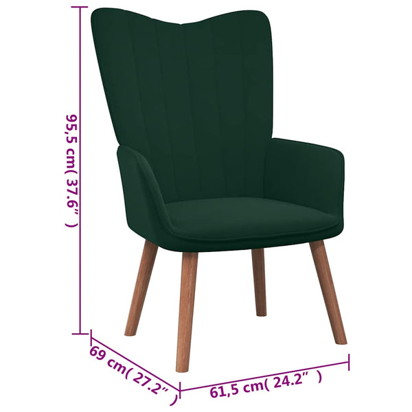 vidaXL Recliner with Footrest Dark Green Velvet
