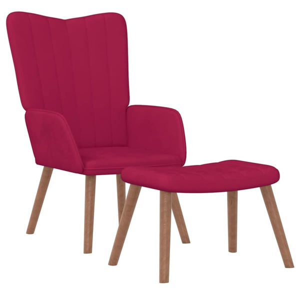 vidaXL Recliner with Footrest Wine Red Velvet