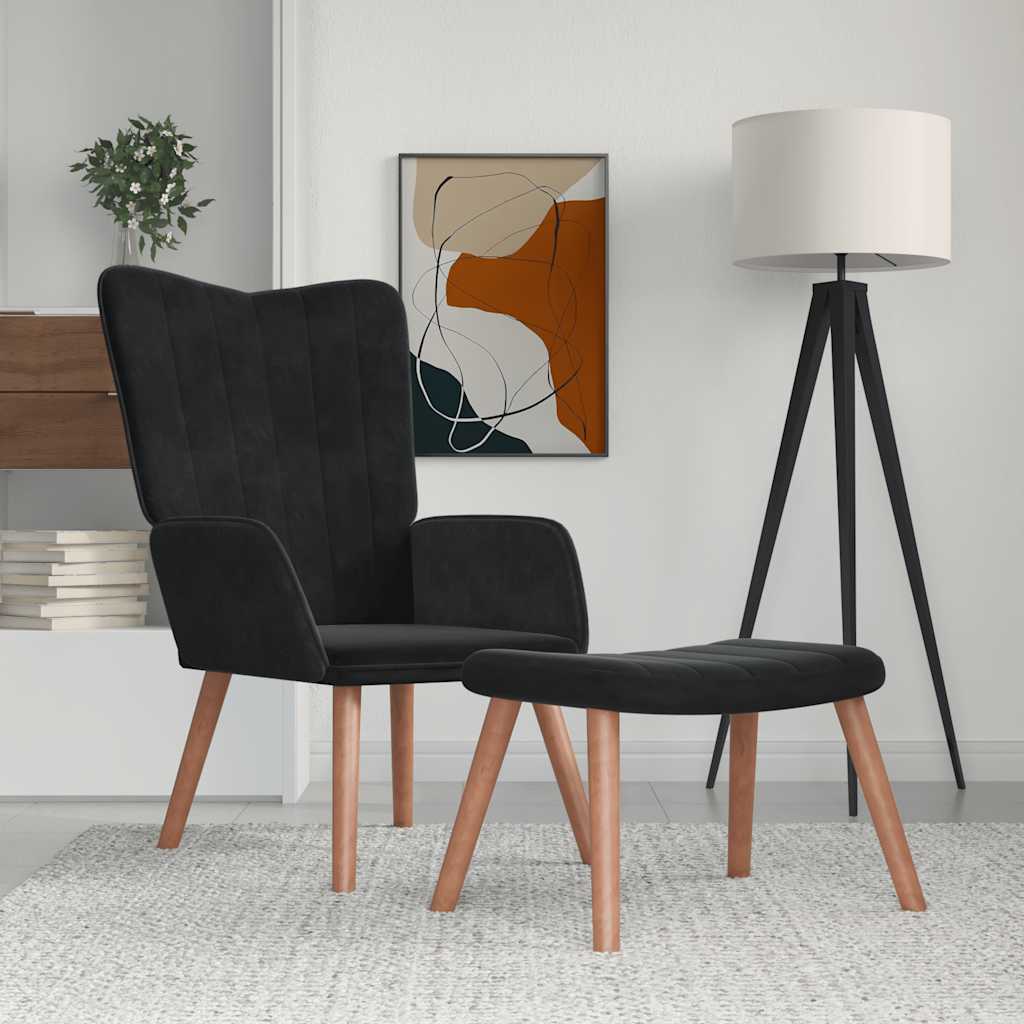 vidaXL Recliner with Footrest Black Velvet
