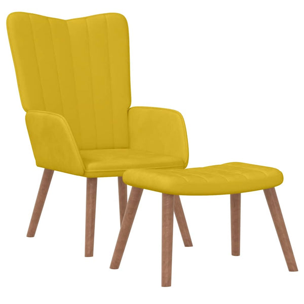 vidaXL Recliner with Footrest Mustard Yellow Velvet