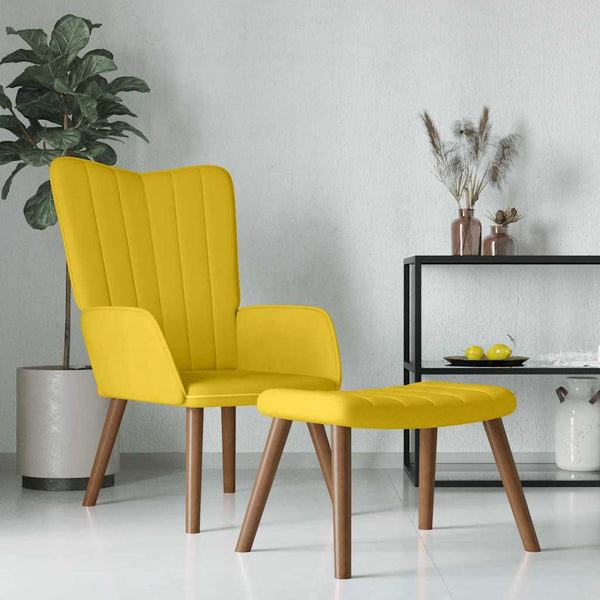 vidaXL Recliner with Footrest Mustard Yellow Velvet