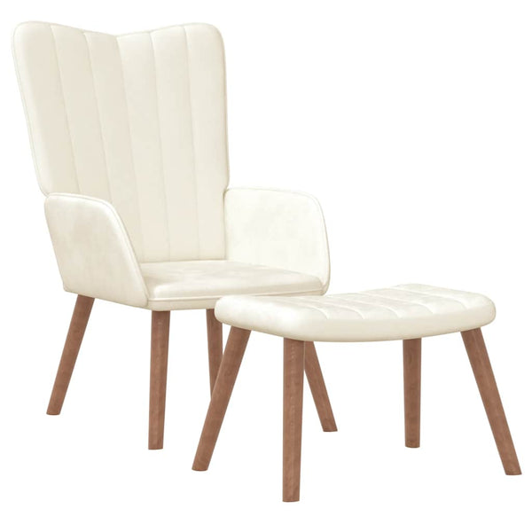 vidaXL Recliner with Footrest Cream White Velvet