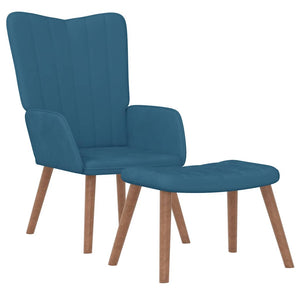 vidaXL Recliner with Footrest Blue Velvet