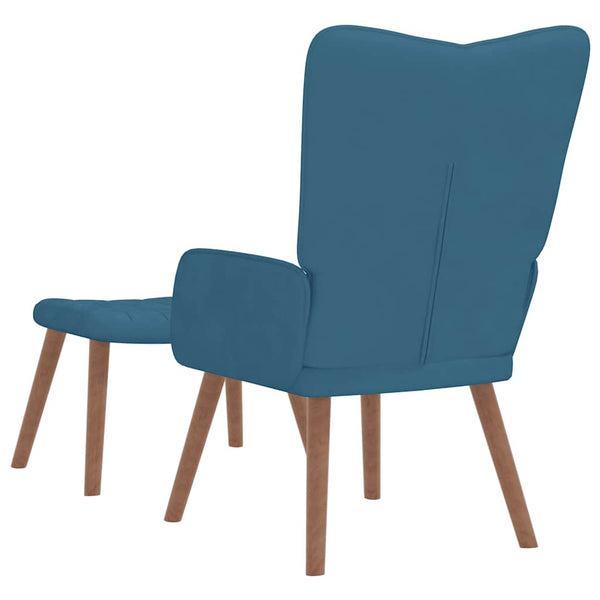 vidaXL Recliner with Footrest Blue Velvet