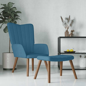 vidaXL Recliner with Footrest Blue Velvet