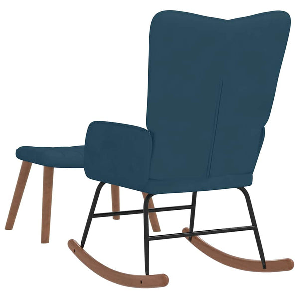 Blauer Samt Schaukelstuhl mit Hocker