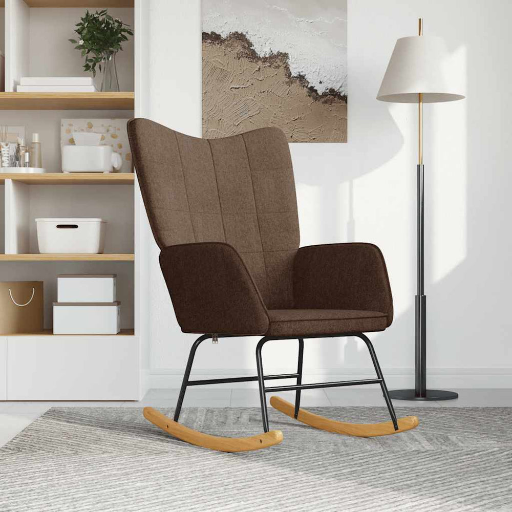 vidaXL Rocking Chair Brown Fabric