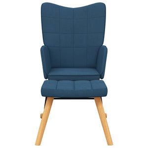 vidaXL Rocking Chair with Footrest Blue Fabric