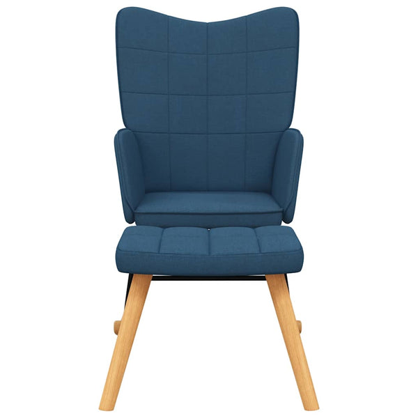 vidaXL Rocking Chair with Footrest Blue Fabric