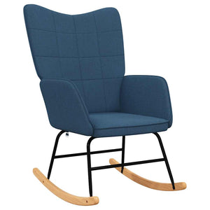 vidaXL Rocking Chair with Footrest Blue Fabric