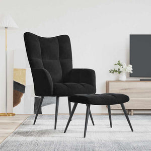 vidaXL Recliner with Footrest Black Velvet