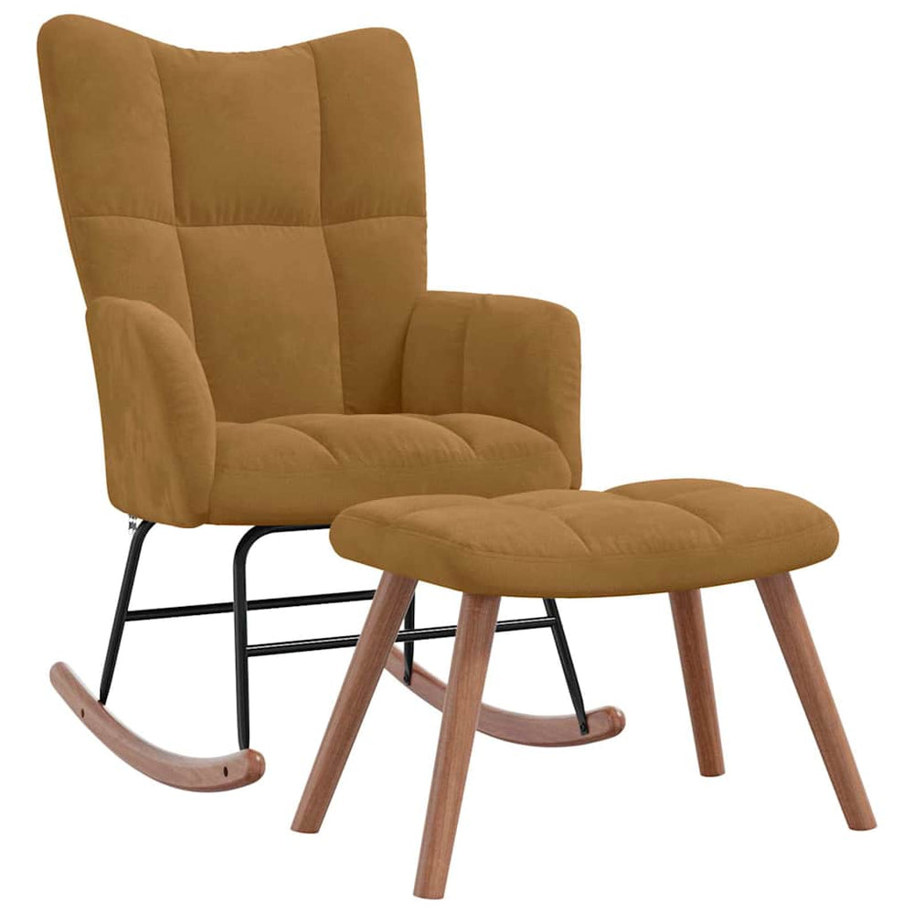 vidaXL Rocking Chair with Footrest Brown Velvet