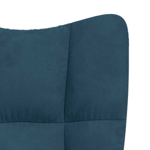 vidaXL Rocking Chair with Footrest Blue Velvet